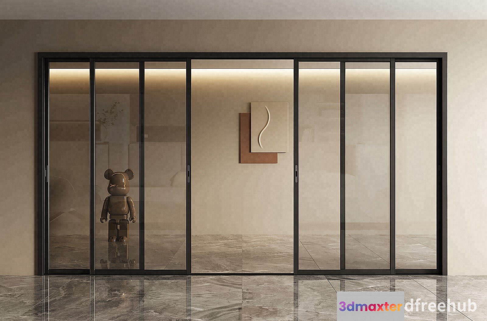 Modern Sliding Doors 3D Model - 21885 - VRAY Render