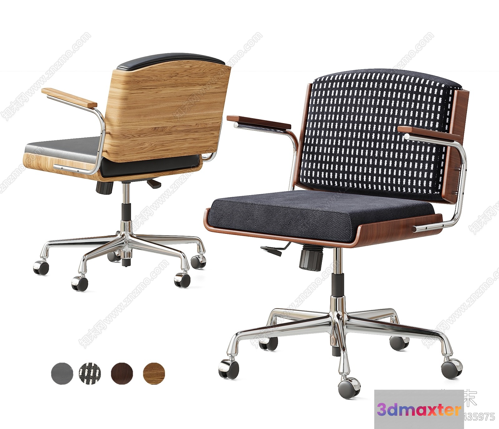 Wooden Office Chair 3D Model - 13528 - VRAY Render