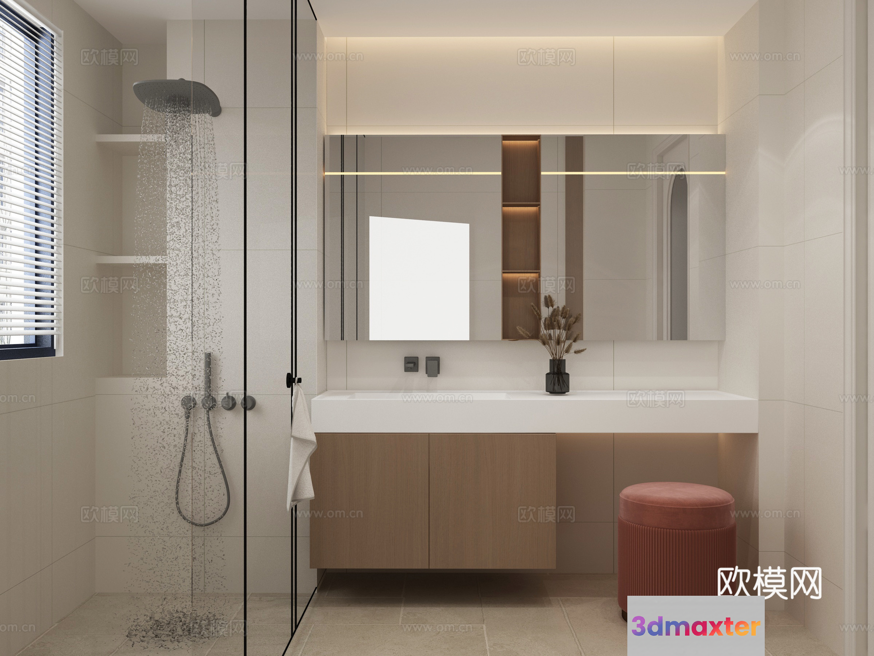 Modern Bathroom 3D Model - 7295 - VRAY Render