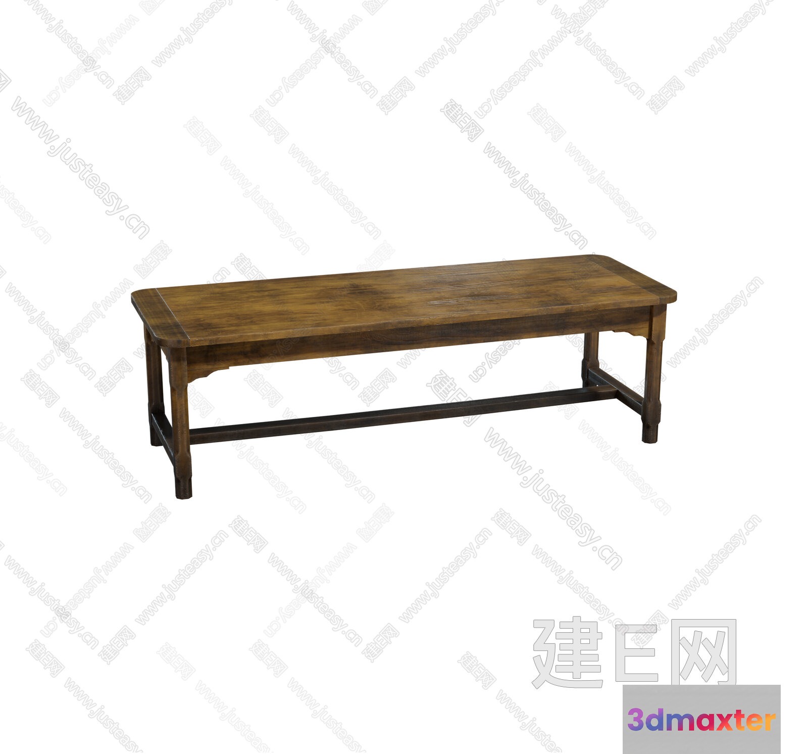 A Simple Wooden Bench 3D Model - 7268 - VRAY Render