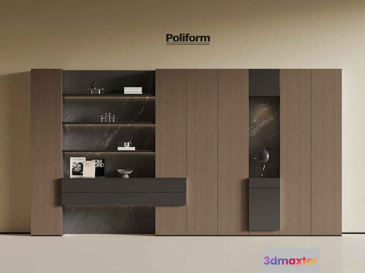 Modern Wood Cabinet 3D Model - 19089 - VRAY Render