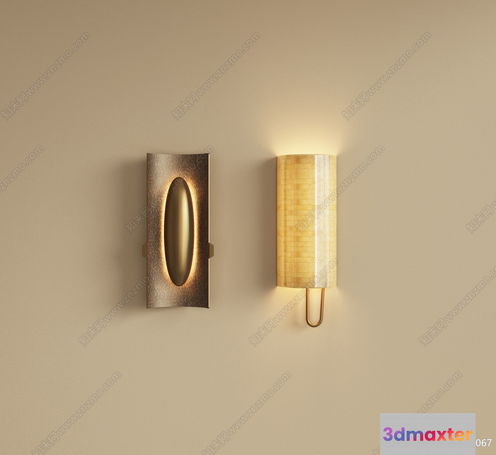 Gold Light Fixture 3D Model - 1105 - VRAY Render