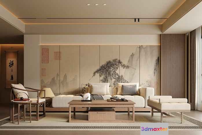 Modern Living Room 3D Model - 8289 - VRAY Render