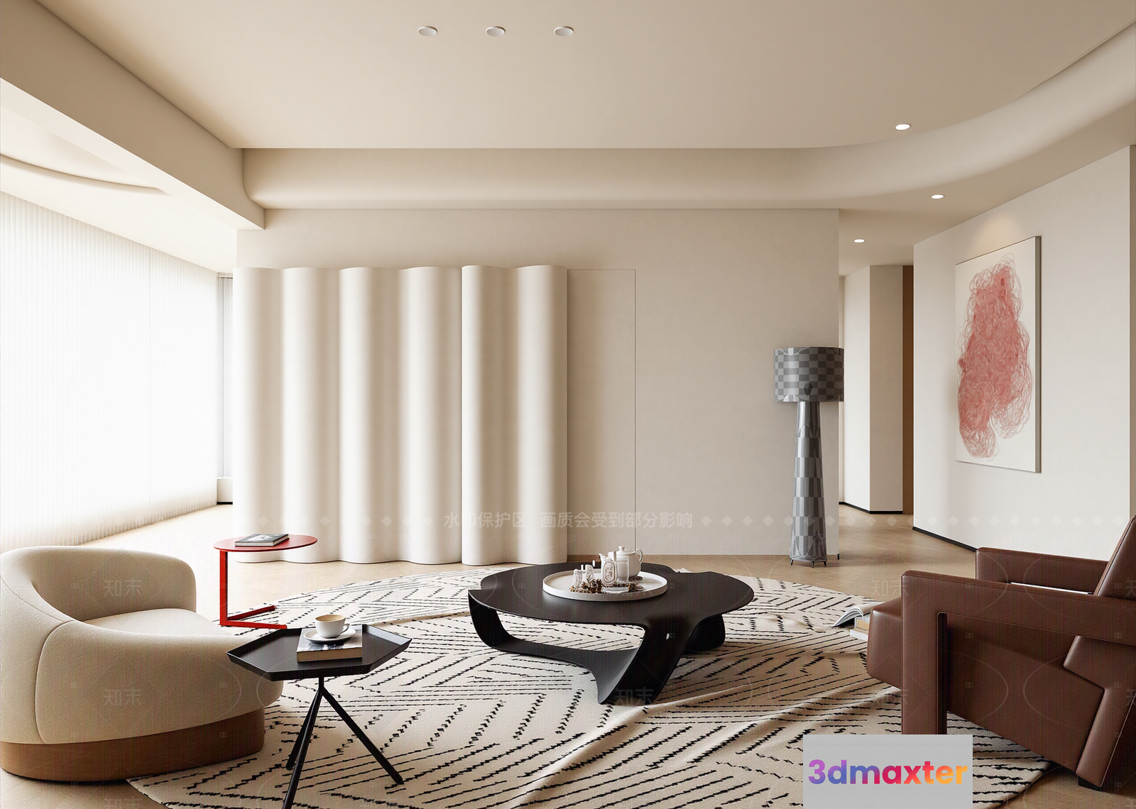 Modern Living Room 3D Model - 23227 - VRAY Render