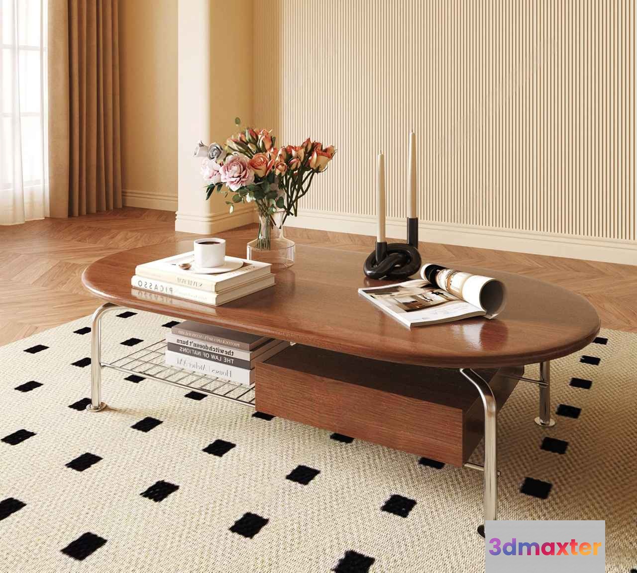 Mid-Century Modern Coffee Table 3D Model - 13391 - VRAY Render