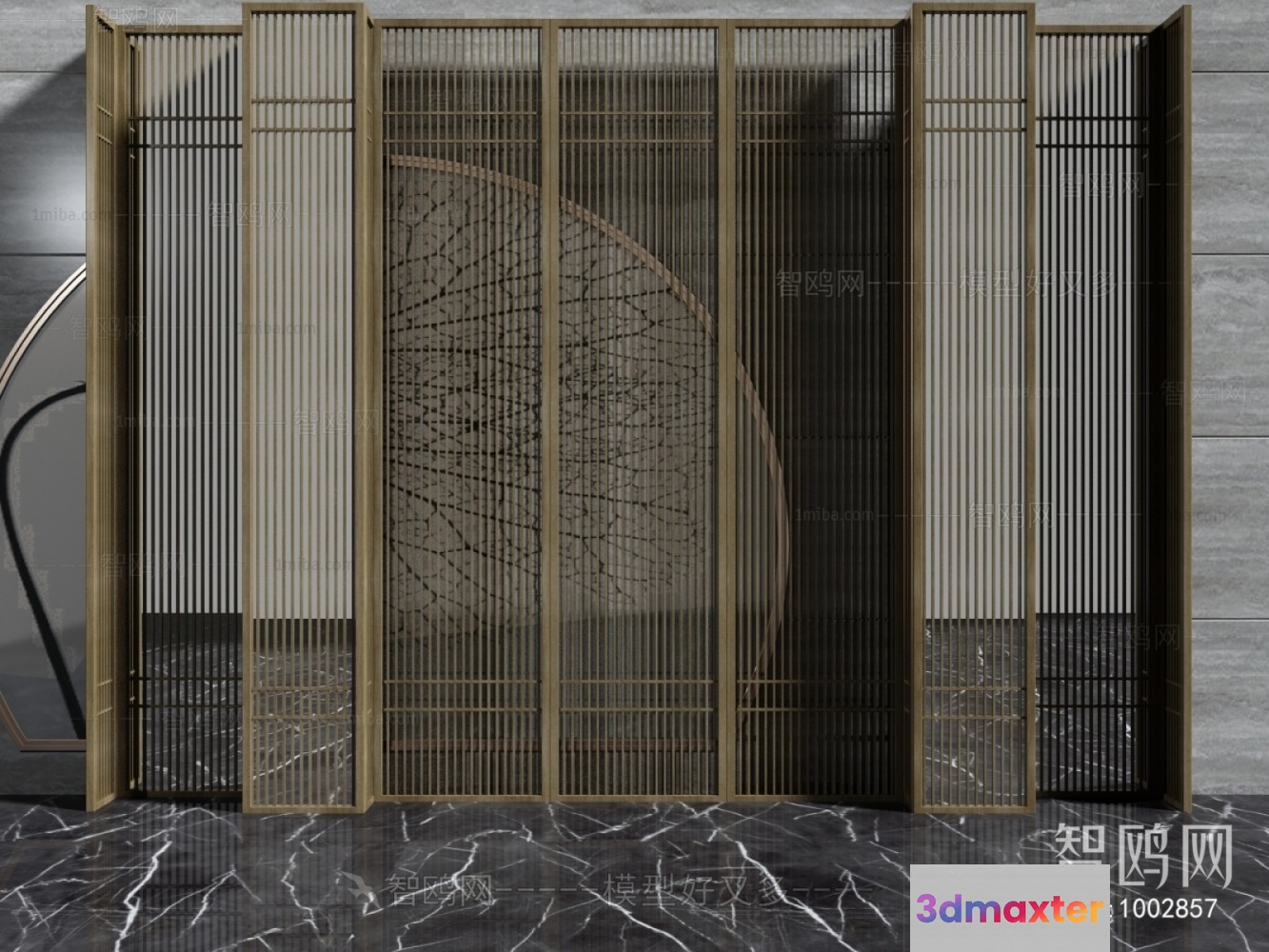 Gold And Gray Room Divider 3D Model - 11153 - VRAY Render
