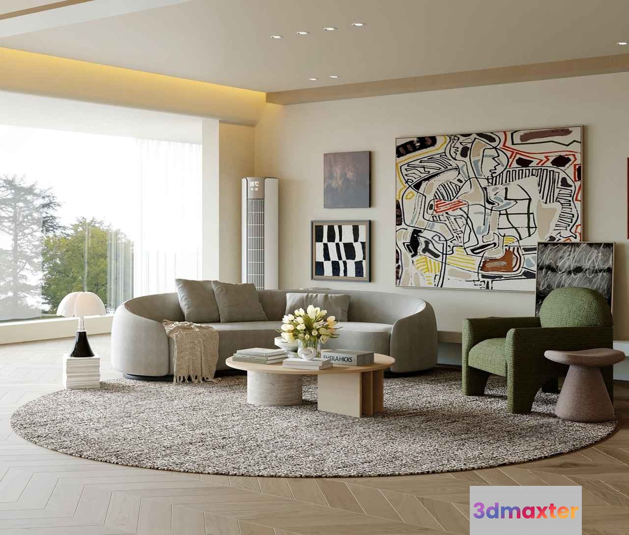 Modern Living Room 3D Model - 8218 - CORONA Render