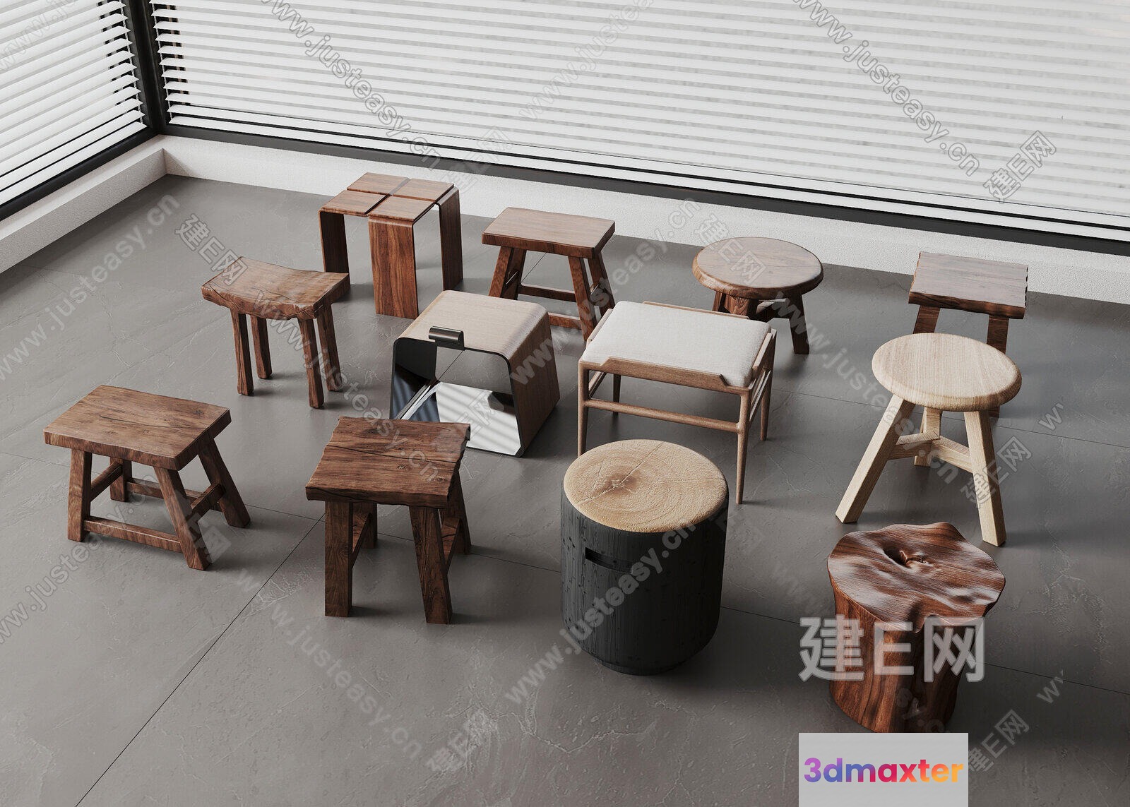 Wooden Stools 3D Model - 14816 - CORONA Render