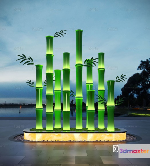 Green Bamboo Sculpture 3D Model - 17018 - CORONA Render