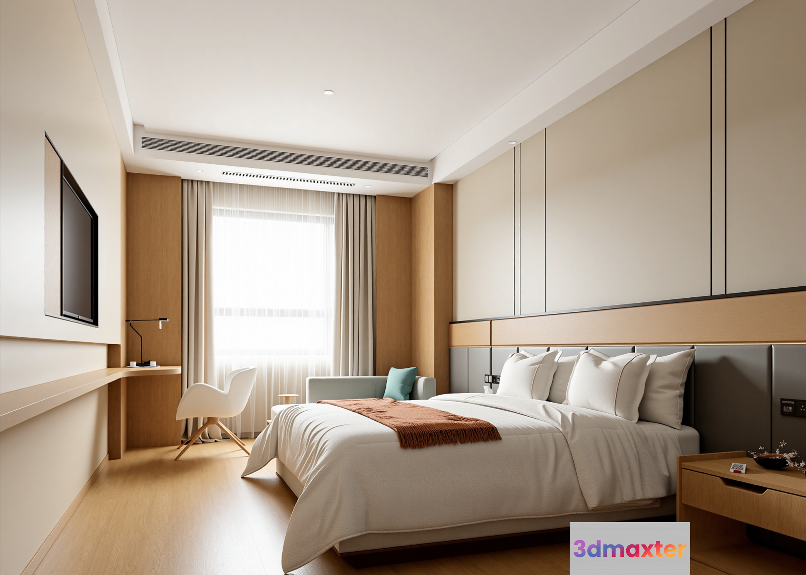 Modern Hotel Room 3D Model - 23073 - VRAY Render