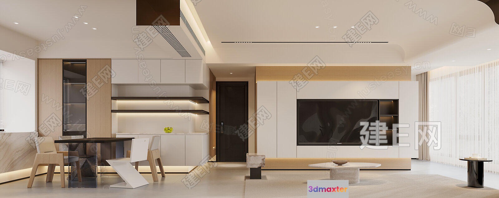 Modern Living Room 3D Model - 10550 - VRAY Render
