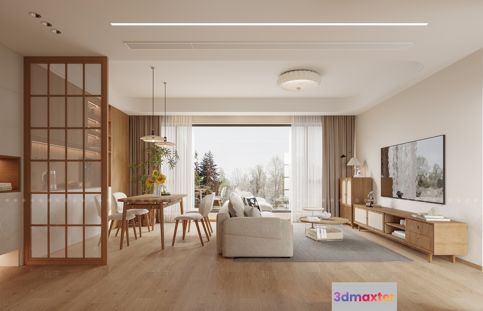 Modern Living Room 3D Model - 16054 - VRAY Render