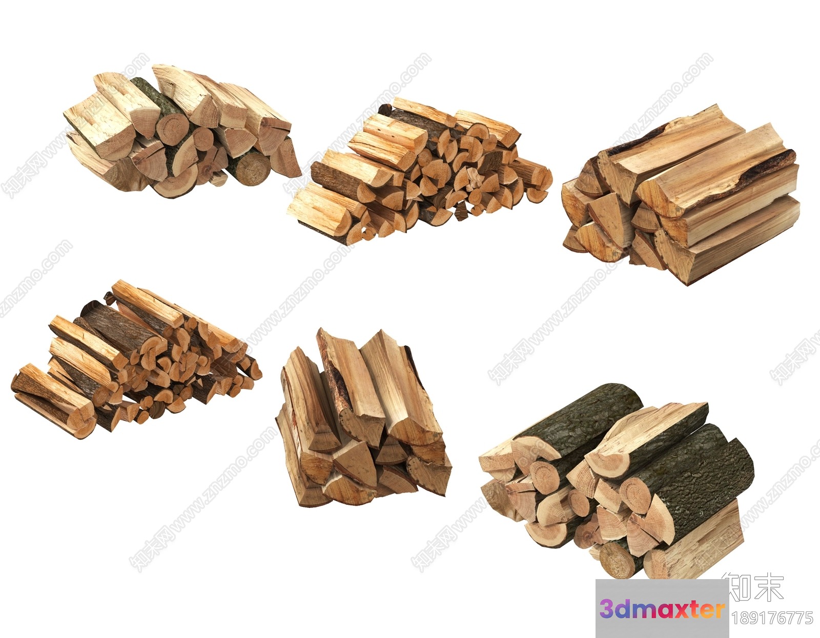 Wooden Firewood 3D Model - 6528 - VRAY Render