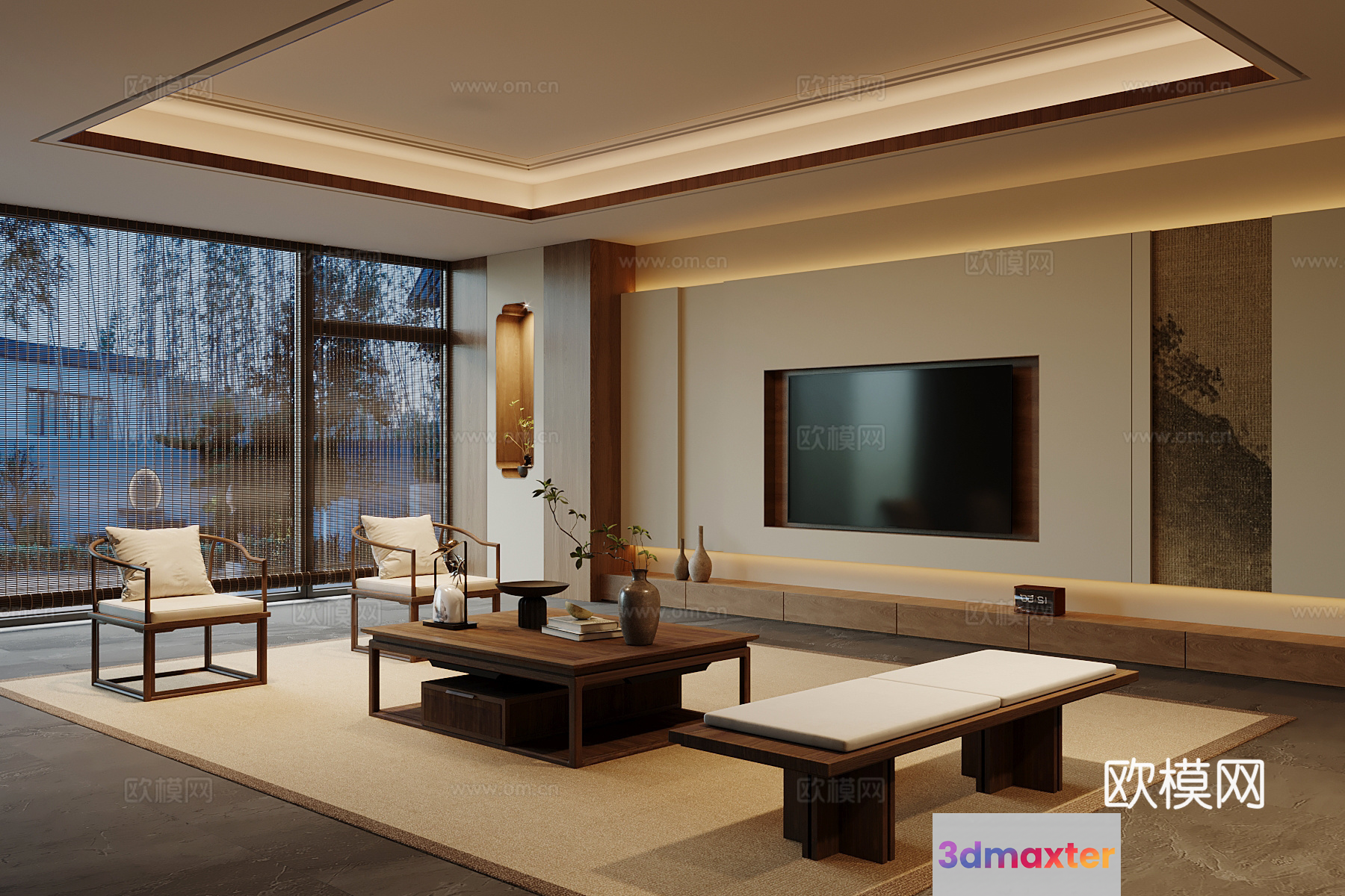 Modern Living Room 3D Model - 9778 - VRAY Render