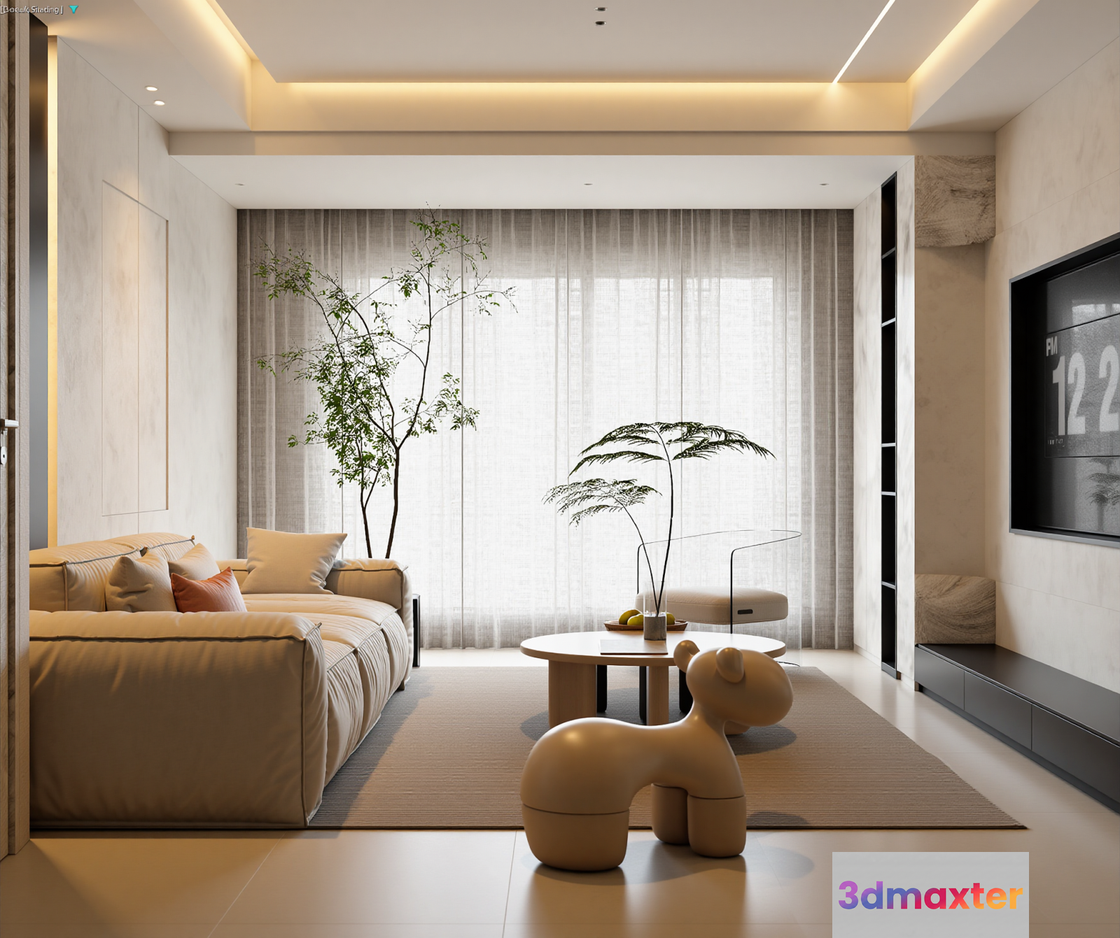 Modern Living Room 3D Model - 18303 - VRAY Render
