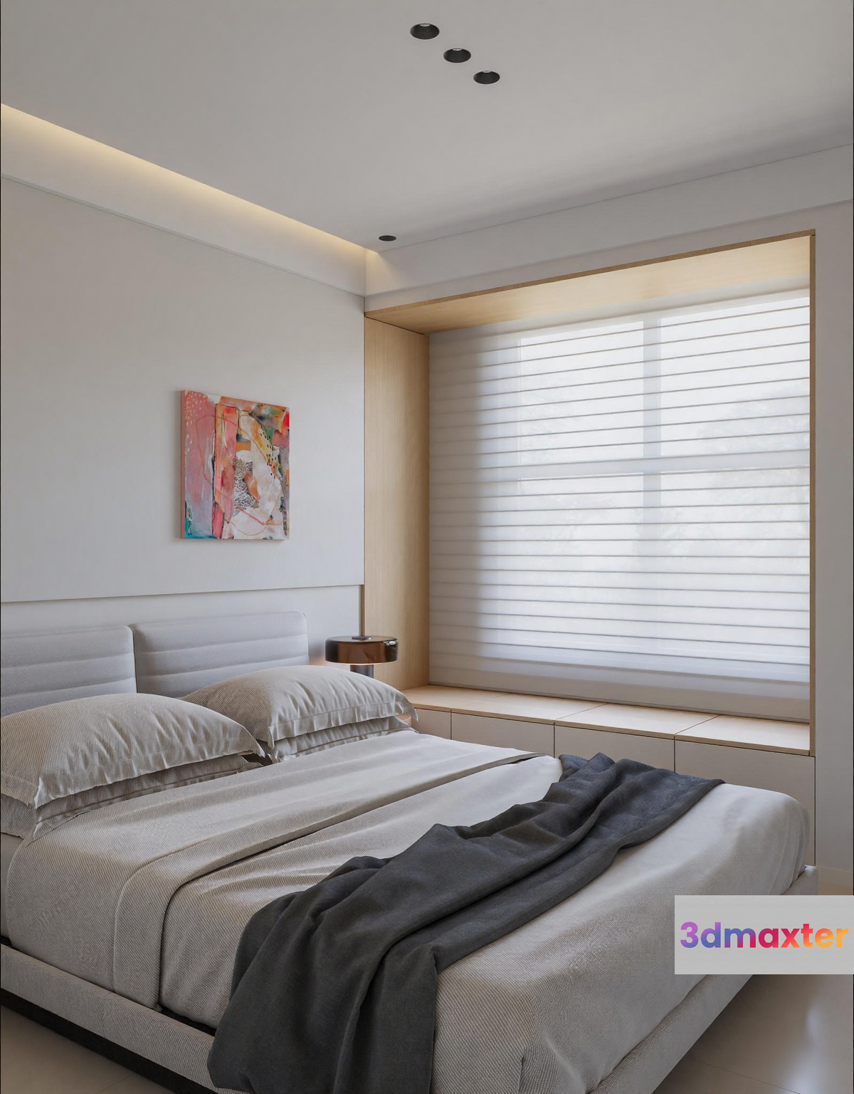 Modern Minimalist Bedroom 3D Model - 4415 - VRAY Render