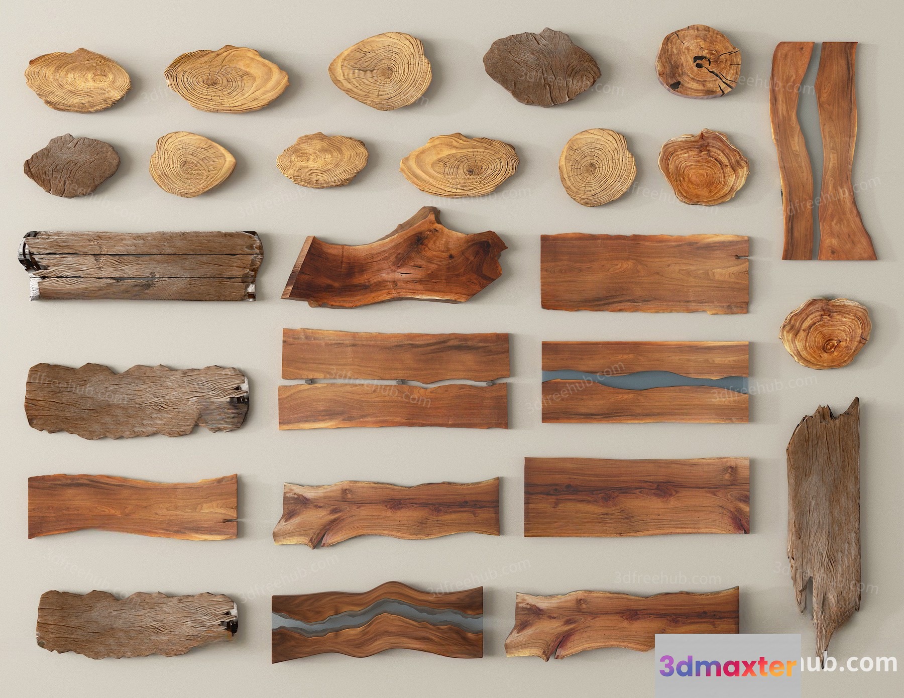 Wooden Decorative Pieces 3D Model - 22440 - VRAY Render