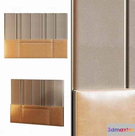 A Beige Leather Headboard 3D Model - 3640 - CORONA Render