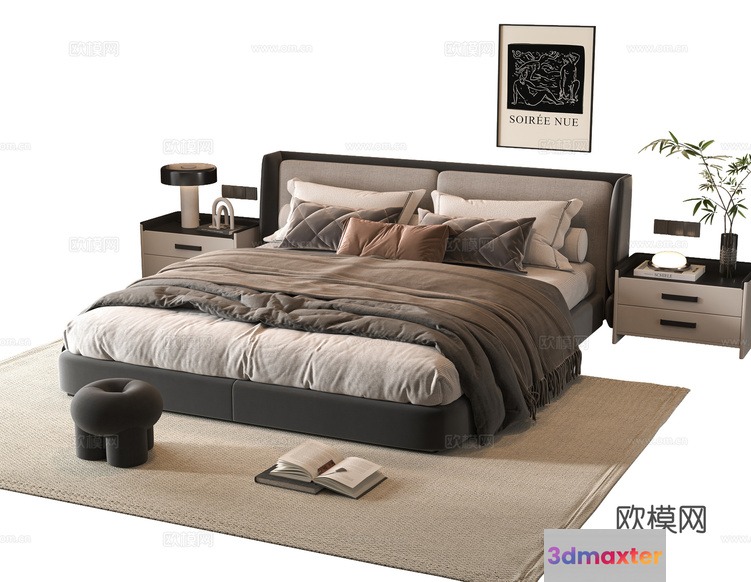 Cozy Modern Bedroom 3D Model - 8990 - VRAY Render