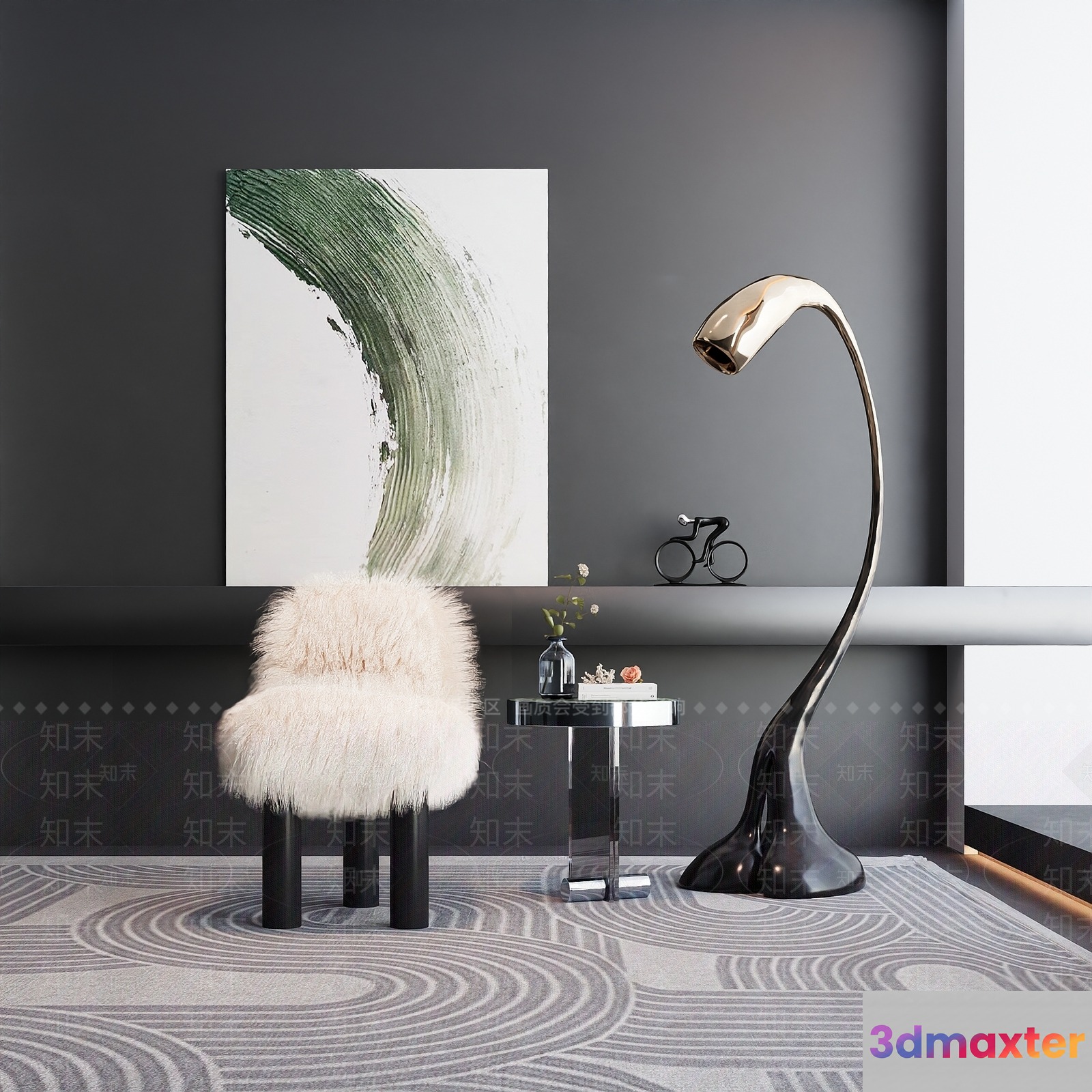 Modern Grey Living Room 3D Model - 11865 - VRAY Render
