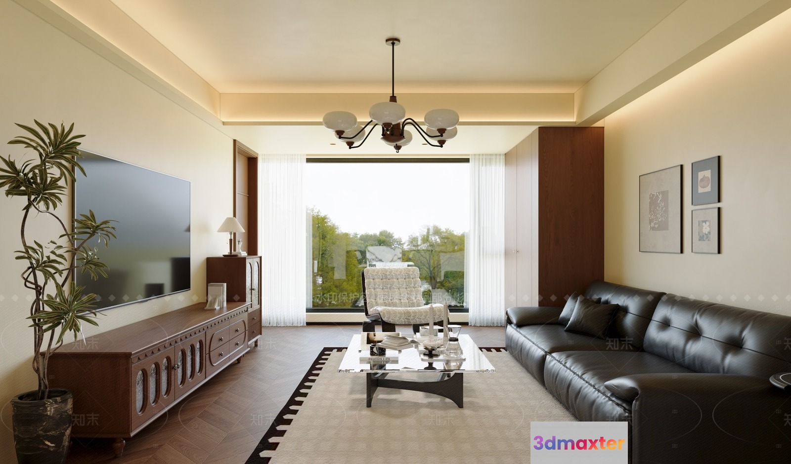 Modern Living Room 3D Model - 19054 - VRAY Render