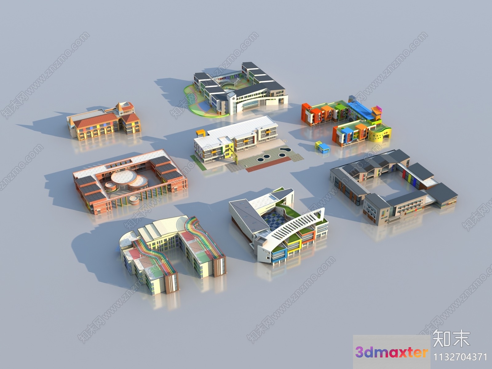 A 3D Rendering Of Various Buildings 3D Model - 13660 - VRAY Render