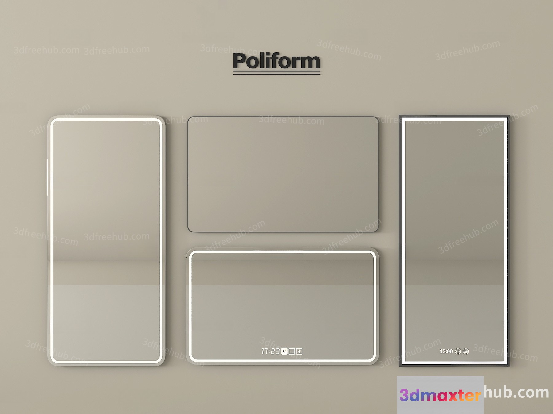 Poliform Mirrors 3D Model - 20522 - VRAY Render