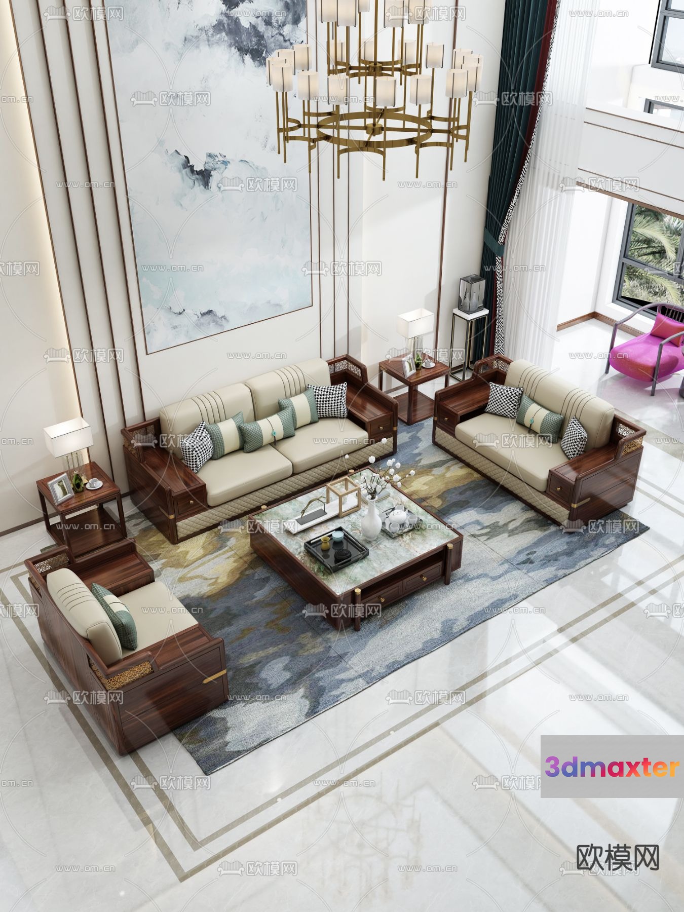 A Modern Living Room 3D Model - 8816 - VRAY Render