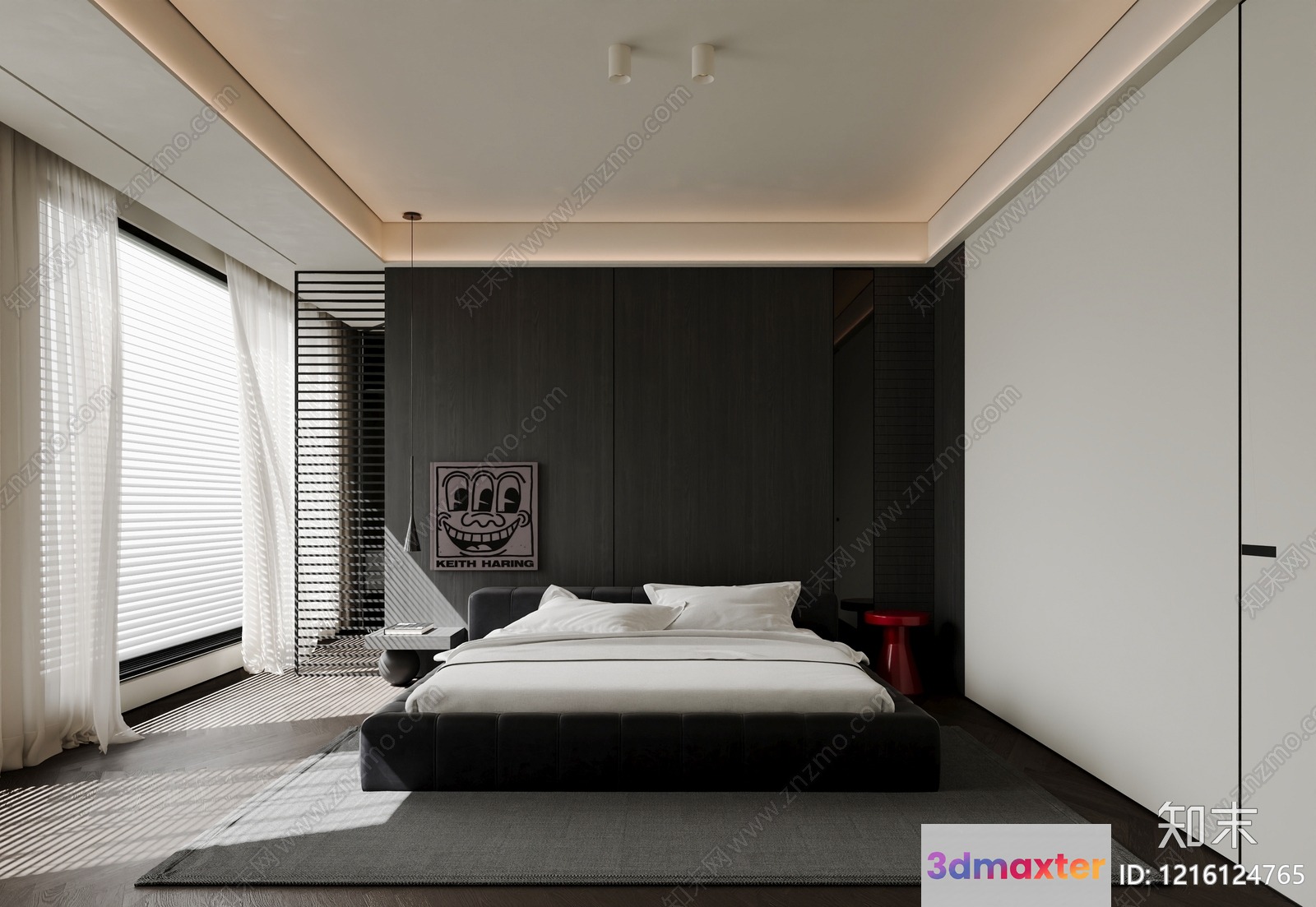 Modern Minimalist Bedroom 3D Model - 18067 - VRAY Render