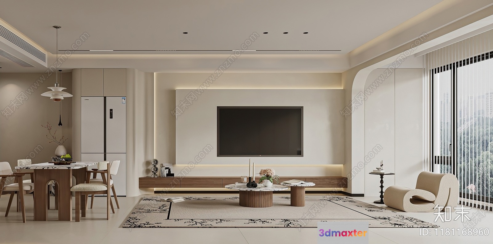 Modern Living Room 3D Model - 16809 - VRAY Render