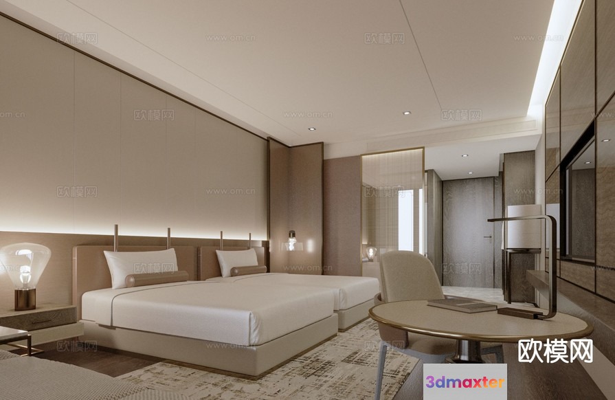 Modern Hotel Room 3D Model - 13989 - VRAY Render