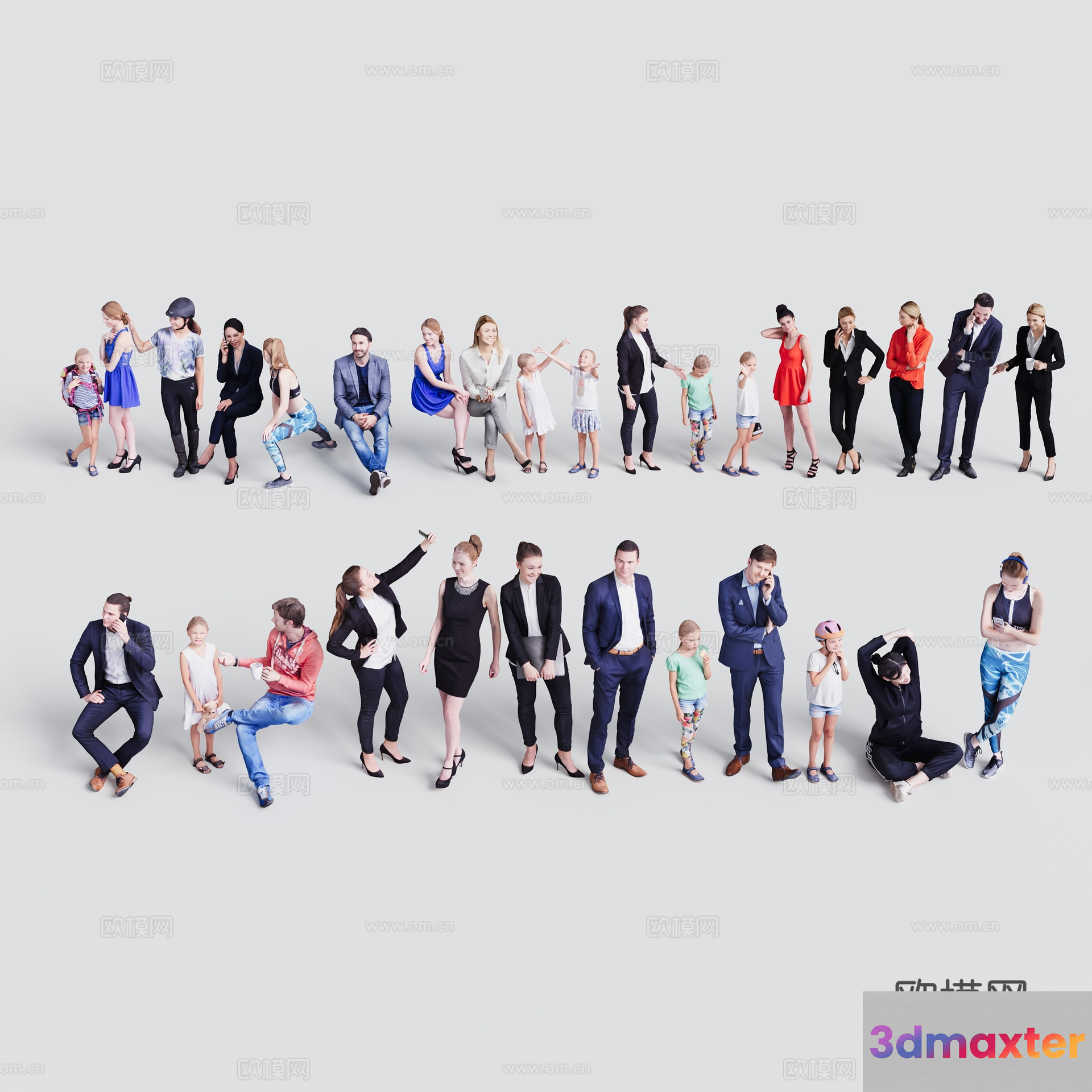 A Diverse Group Of People 3D Model - 7272 - VRAY Render