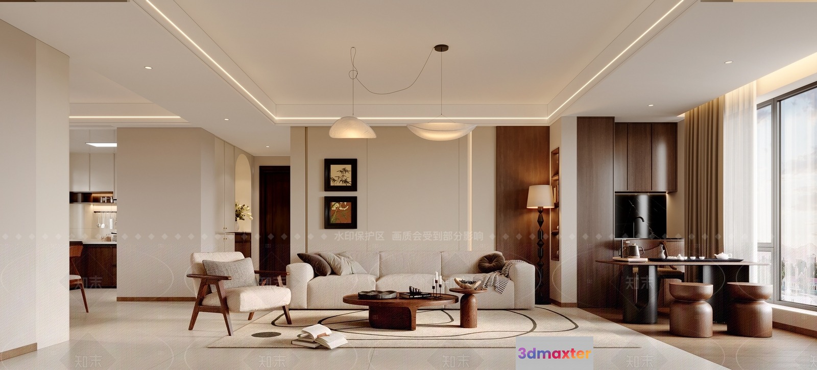 Modern Living Room 3D Model - 3871 - VRAY Render
