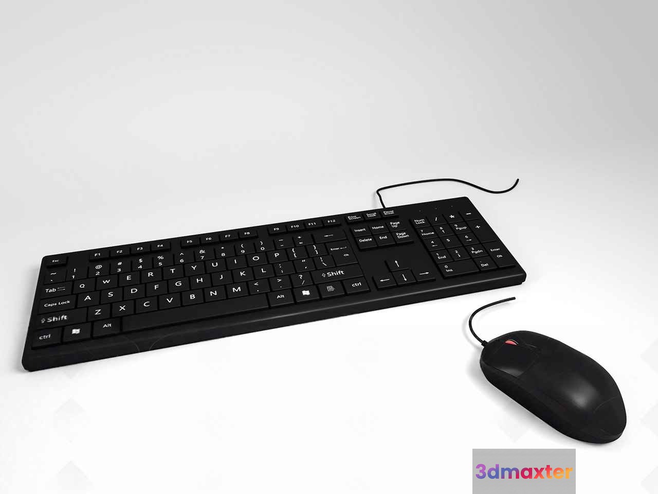 A Black Computer Keyboard With A Mouse 3D Model - 7846 - VRAY Render