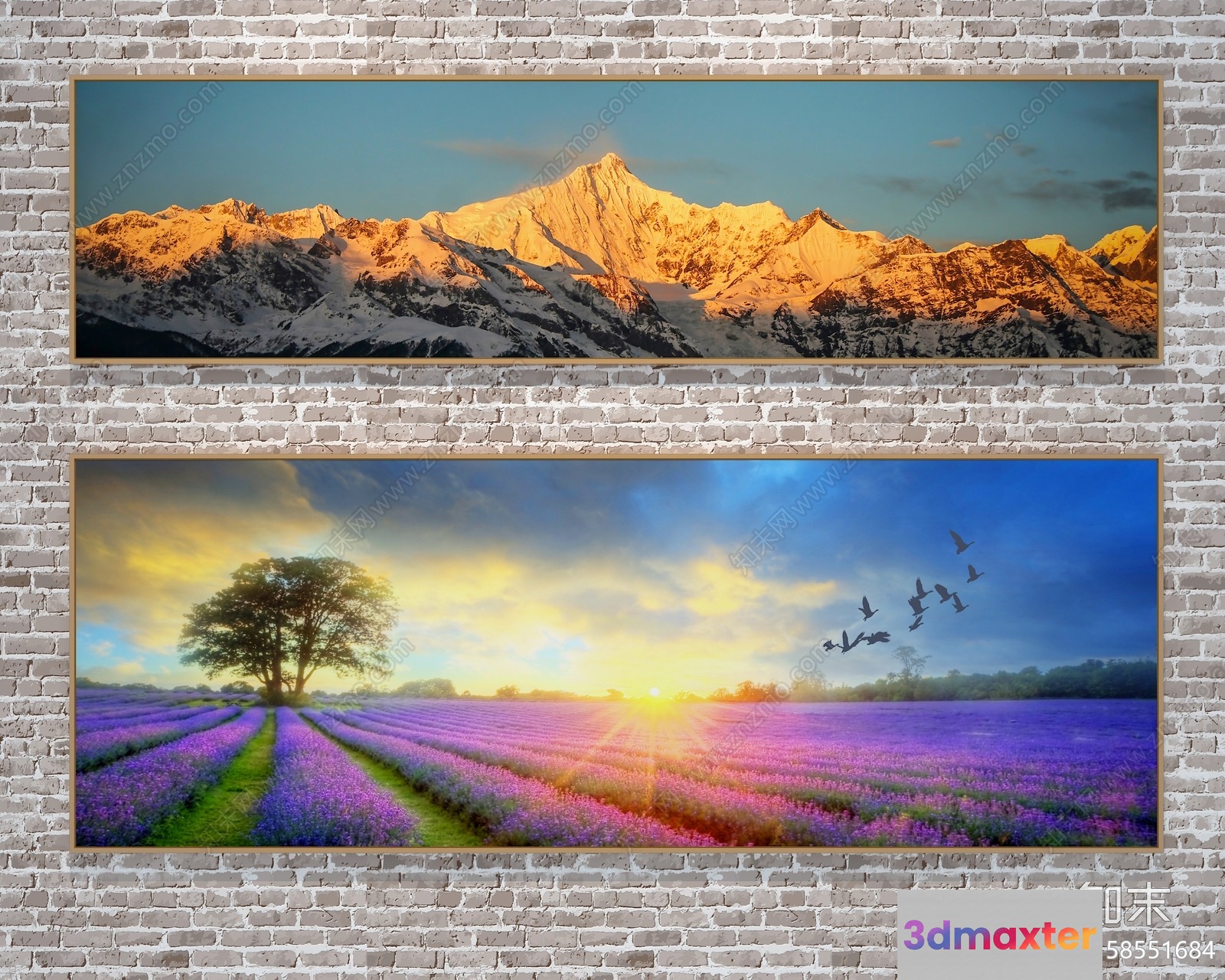 Two Framed Landscape Paintings 3D Model - 7782 - VRAY Render