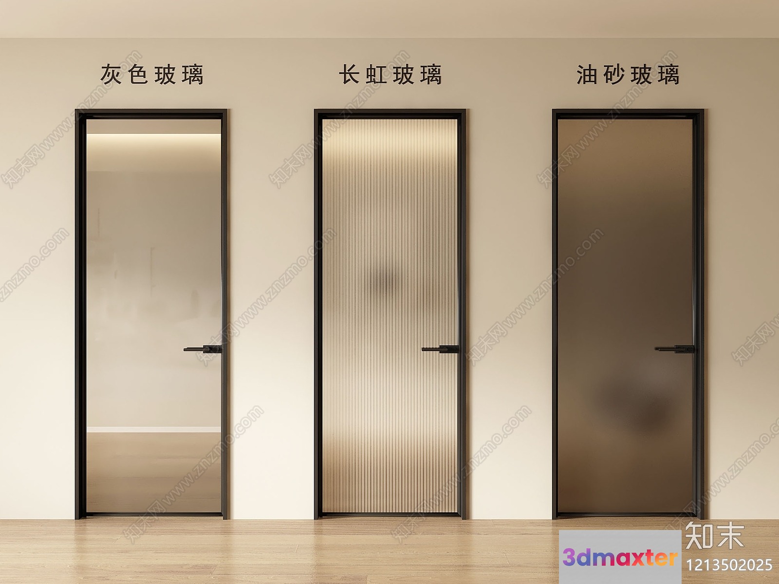Three Doors In A Row 3D Model - 5010 - VRAY Render