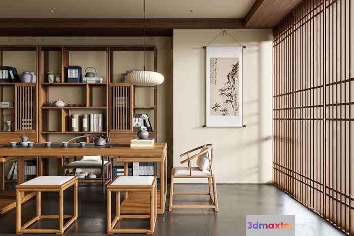 Traditional Asian Room 3D Model - 7748 - VRAY Render