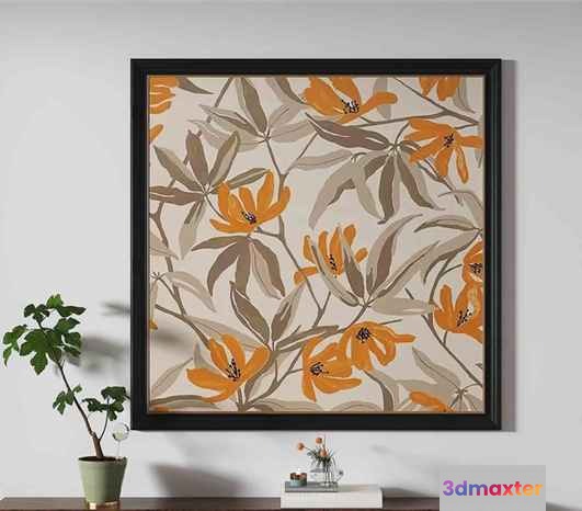 Modern Floral Artwork 3D Model - 14604 - VRAY Render