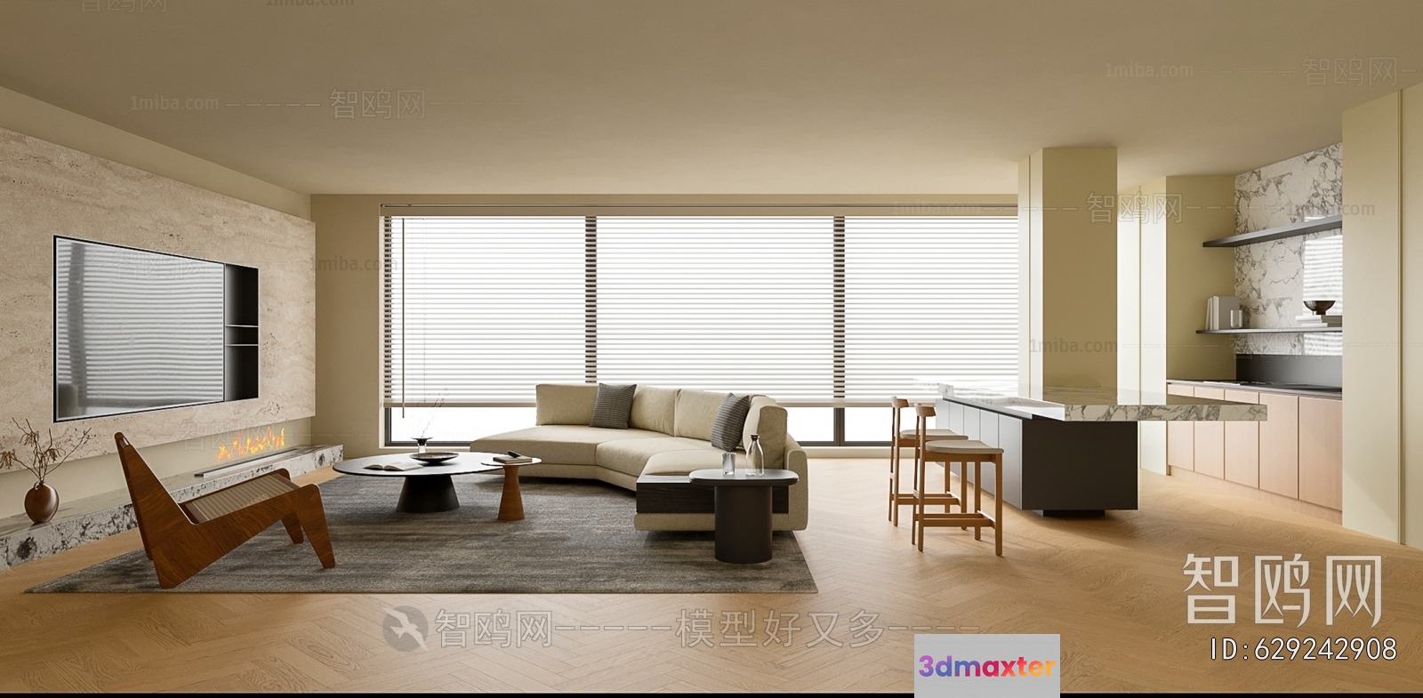 Modern Living Room 3D Model - 20028 - CORONA Render