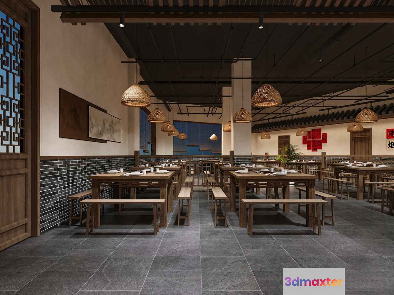 Asian Restaurant 3D Model - 14515 - CORONA Render