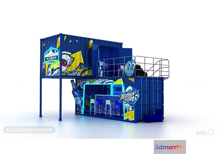 A Blue Shipping Container 3D Model - 4522 - VRAY Render