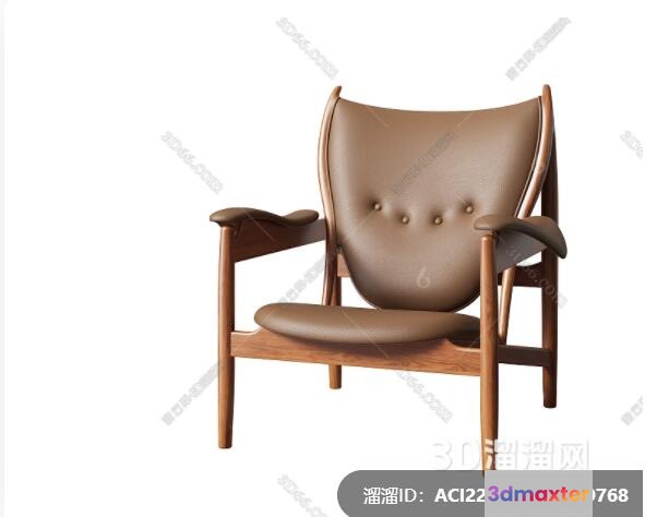 Wooden Leather Chair 3D Model - 14389 - VRAY Render