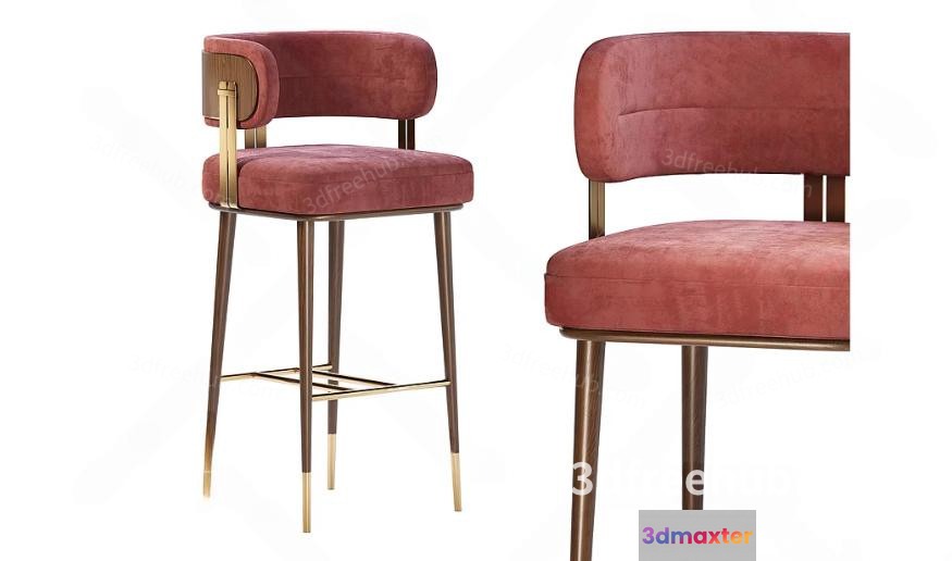 Modern Pink Barstools 3D Model - 18697 - VRAY Render