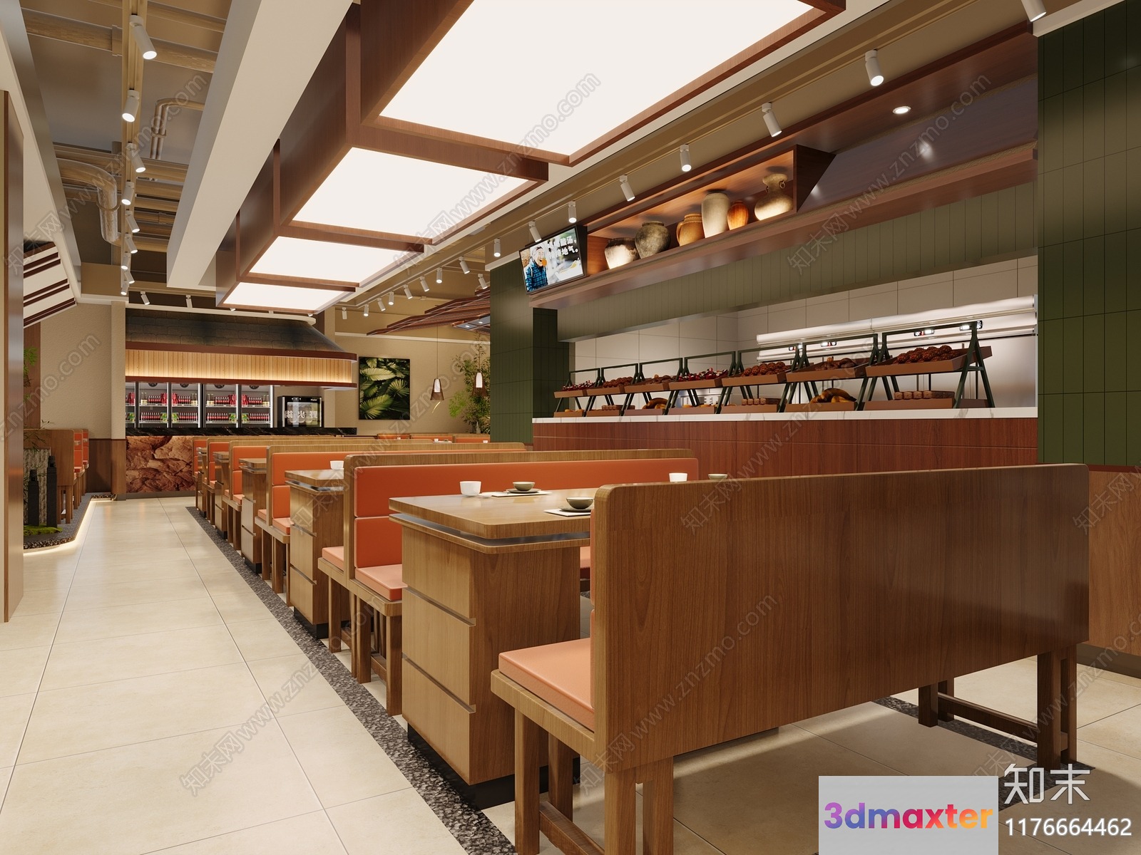 A Modern Restaurant Dining Area 3D Model - 13839 - CORONA Render