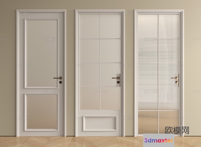 Modern White Doors 3D Model - 7060 - VRAY Render