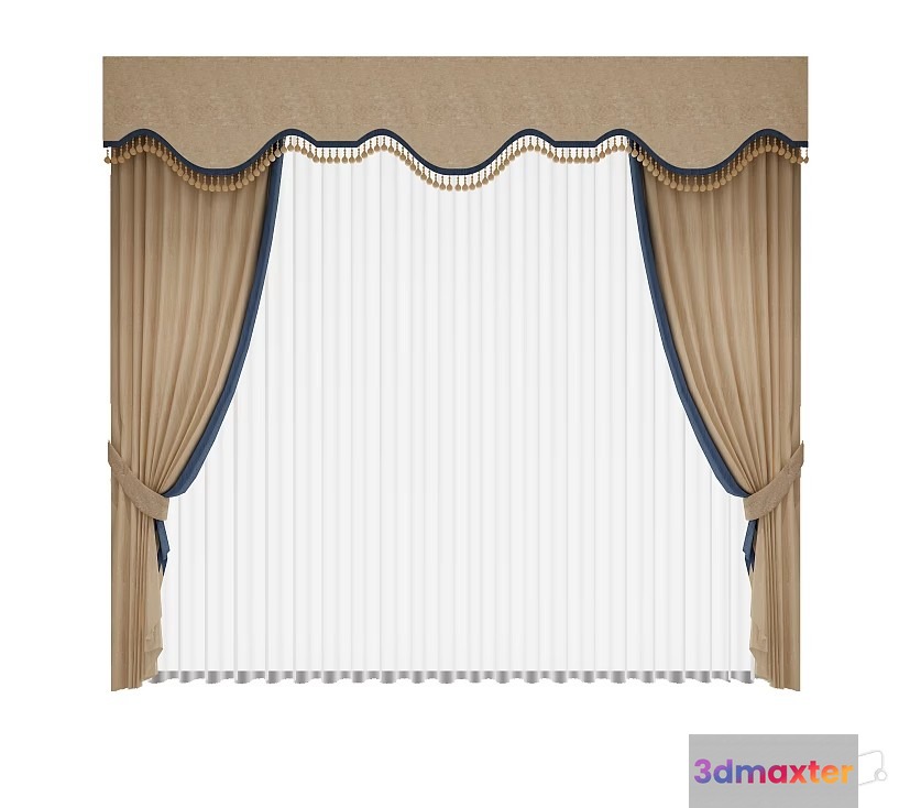 Beige Curtain 3D Model - 20971 - VRAY Render