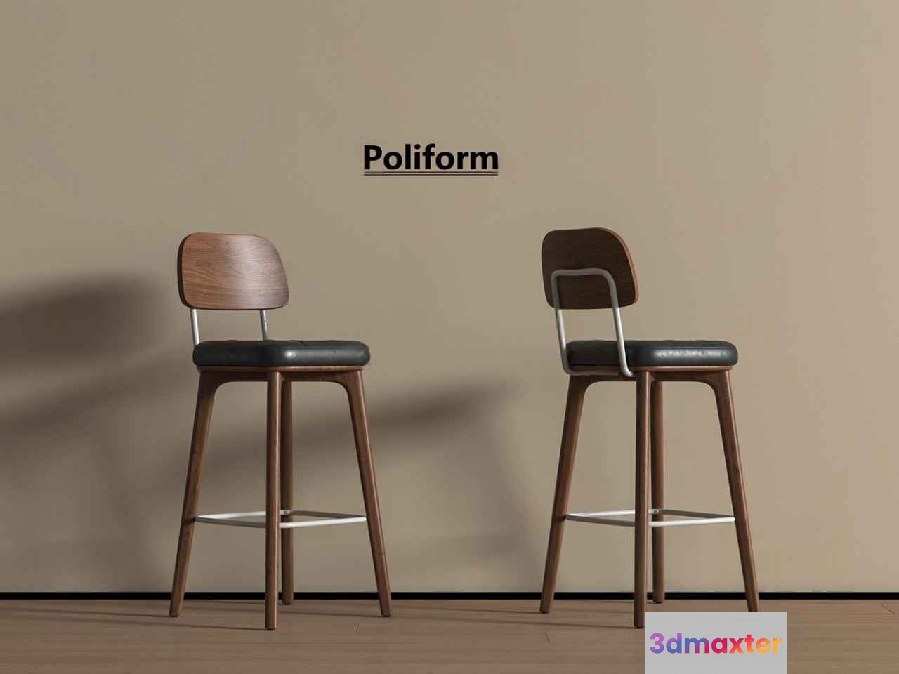 Wooden Bar Stools 3D Model - 8515 - VRAY Render