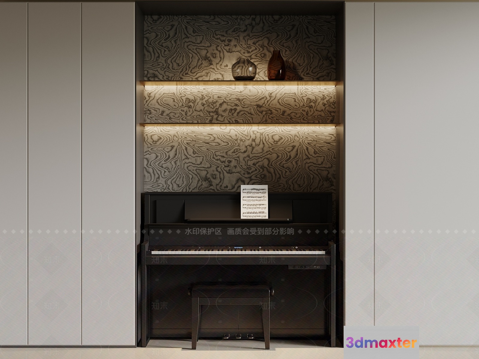 A Modern Piano Setup 3D Model - 3550 - VRAY Render