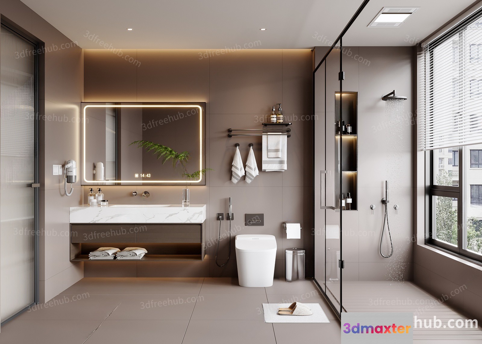 Modern Bathroom Decor 3D Model - 22041 - VRAY Render
