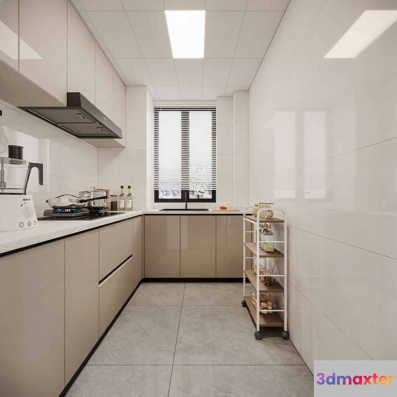 Modern Kitchen Design 3D Model - 1217 - VRAY Render